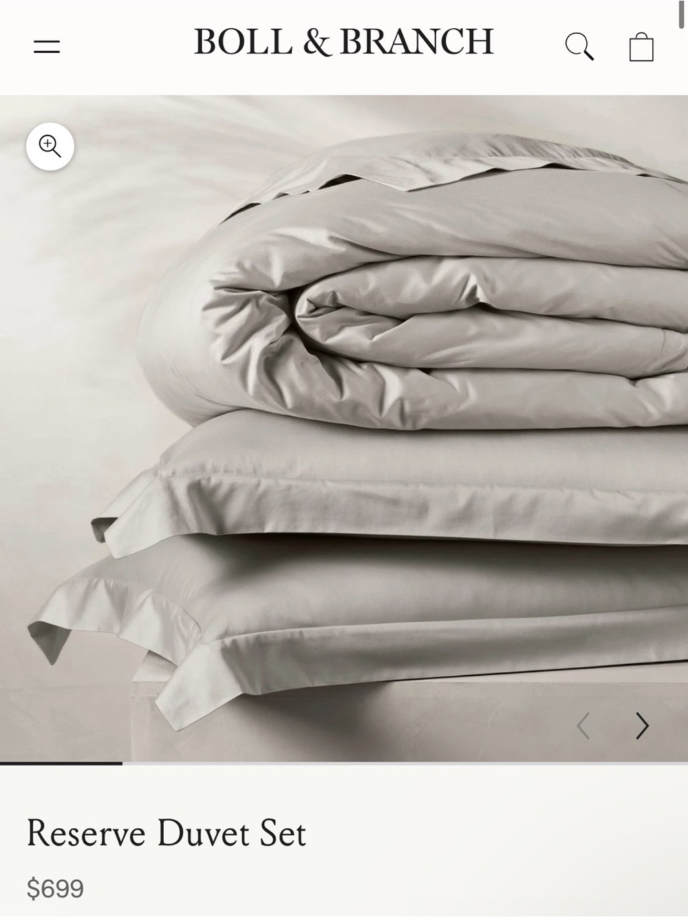 Boll & Branch Reserve Duvet Set — Pewter King/Cal King NWT